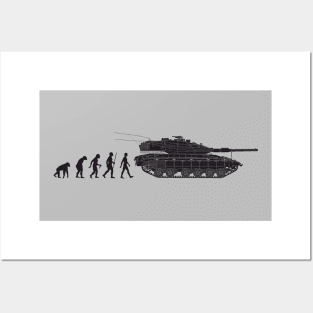 Comic evolution of a man into a Merkava Mk 4 tank Posters and Art